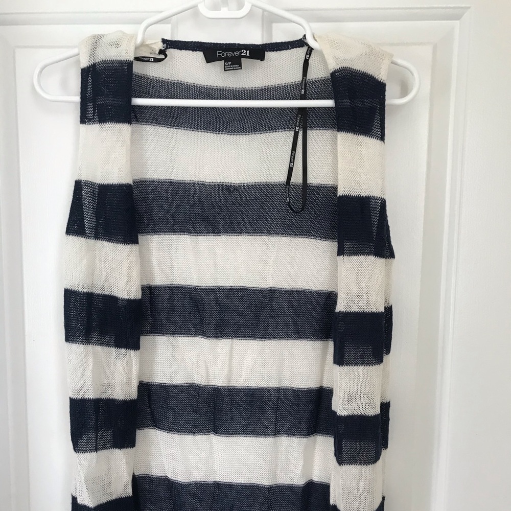 Navy/White Striped Cardigan from Forever 21